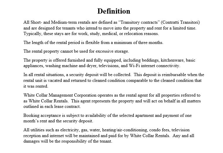 White Collar Rentals - Terms 1